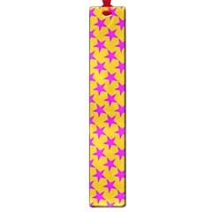 Pink Stars Pattern On Yellow Large Book Marks by BrightVibesDesign