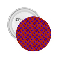 Purple Stars Pattern On Orange 2 25  Buttons by BrightVibesDesign