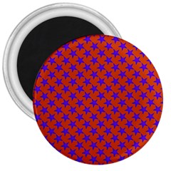 Purple Stars Pattern On Orange 3  Magnets by BrightVibesDesign