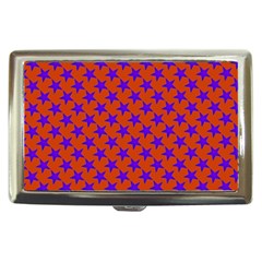 Purple Stars Pattern On Orange Cigarette Money Case by BrightVibesDesign