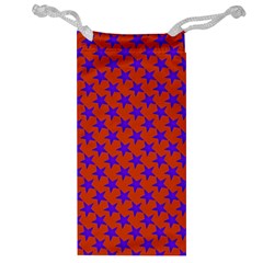 Purple Stars Pattern On Orange Jewelry Bag by BrightVibesDesign