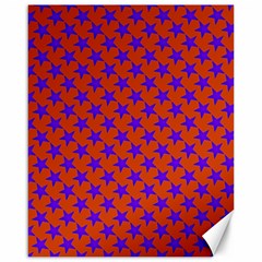 Purple Stars Pattern On Orange Canvas 16  X 20  by BrightVibesDesign