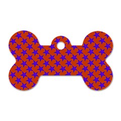 Purple Stars Pattern On Orange Dog Tag Bone (one Side) by BrightVibesDesign