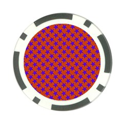 Purple Stars Pattern On Orange Poker Chip Card Guard by BrightVibesDesign