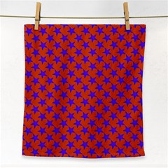 Purple Stars Pattern On Orange Face Towel by BrightVibesDesign