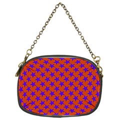 Purple Stars Pattern On Orange Chain Purse (two Sides) by BrightVibesDesign