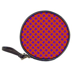 Purple Stars Pattern On Orange Classic 20-cd Wallets by BrightVibesDesign