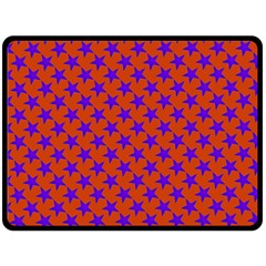 Purple Stars Pattern On Orange Fleece Blanket (large)  by BrightVibesDesign