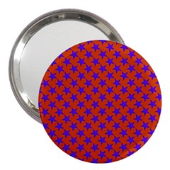 Purple Stars Pattern On Orange 3  Handbag Mirrors by BrightVibesDesign