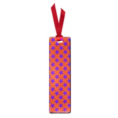 Purple Stars Pattern On Orange Small Book Marks by BrightVibesDesign