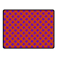 Purple Stars Pattern On Orange Double Sided Fleece Blanket (small)  by BrightVibesDesign