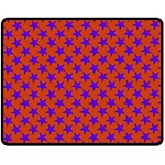 Purple Stars Pattern On Orange Double Sided Fleece Blanket (Medium)  58.8 x47.4  Blanket Front