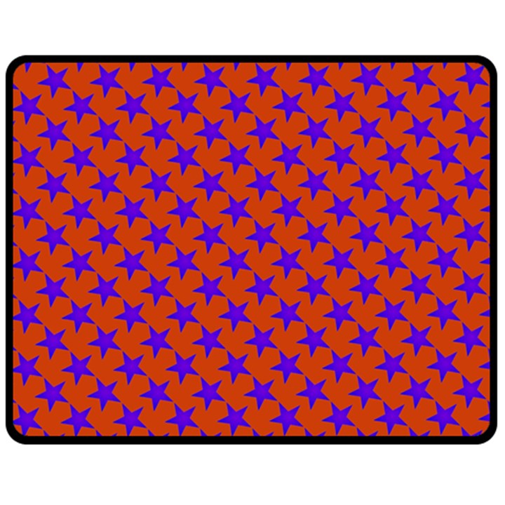 Purple Stars Pattern On Orange Double Sided Fleece Blanket (Medium) 