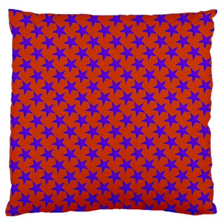 Purple Stars Pattern On Orange Large Flano Cushion Case (One Side)