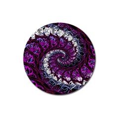 Fractal Background Swirl Art Skull Magnet 3  (round) by Pakrebo