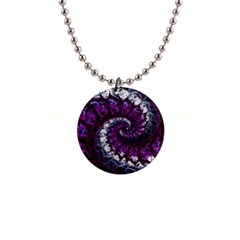 Fractal Background Swirl Art Skull 1  Button Necklace by Pakrebo