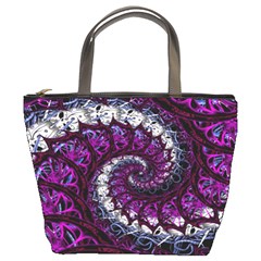 Fractal Background Swirl Art Skull Bucket Bag by Pakrebo