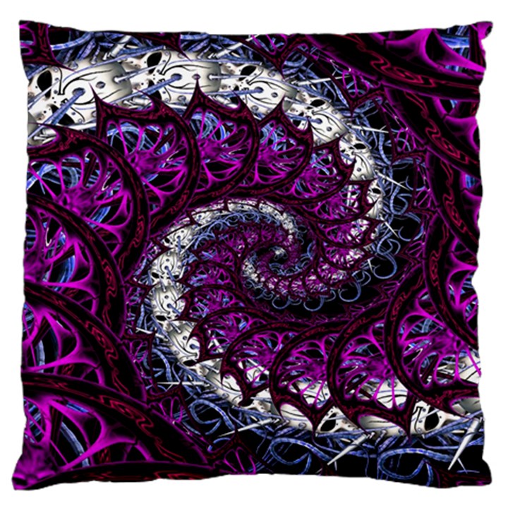 Fractal Background Swirl Art Skull Large Flano Cushion Case (One Side)