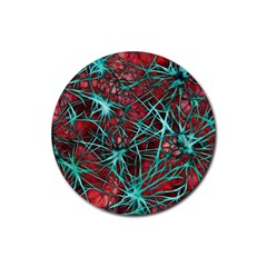 Nerves Cells Star Dendrites Sepia Rubber Coaster (round)  by Pakrebo