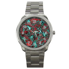 Nerves Cells Star Dendrites Sepia Sport Metal Watch by Pakrebo