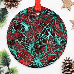 Nerves Cells Star Dendrites Sepia Round Ornament (two Sides) by Pakrebo