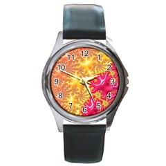 Fractal Math Mathematics Science Round Metal Watch by Pakrebo