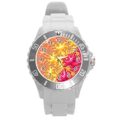 Fractal Math Mathematics Science Round Plastic Sport Watch (l) by Pakrebo