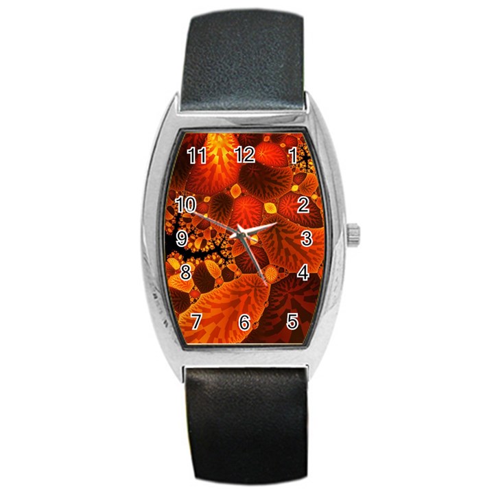 Leaf Autumn Nature Background Barrel Style Metal Watch