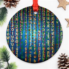 Binary Null One Digital Blue Round Ornament (two Sides)