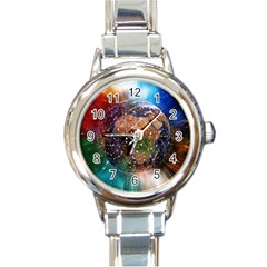 Network Earth Block Chain Globe Round Italian Charm Watch by Pakrebo