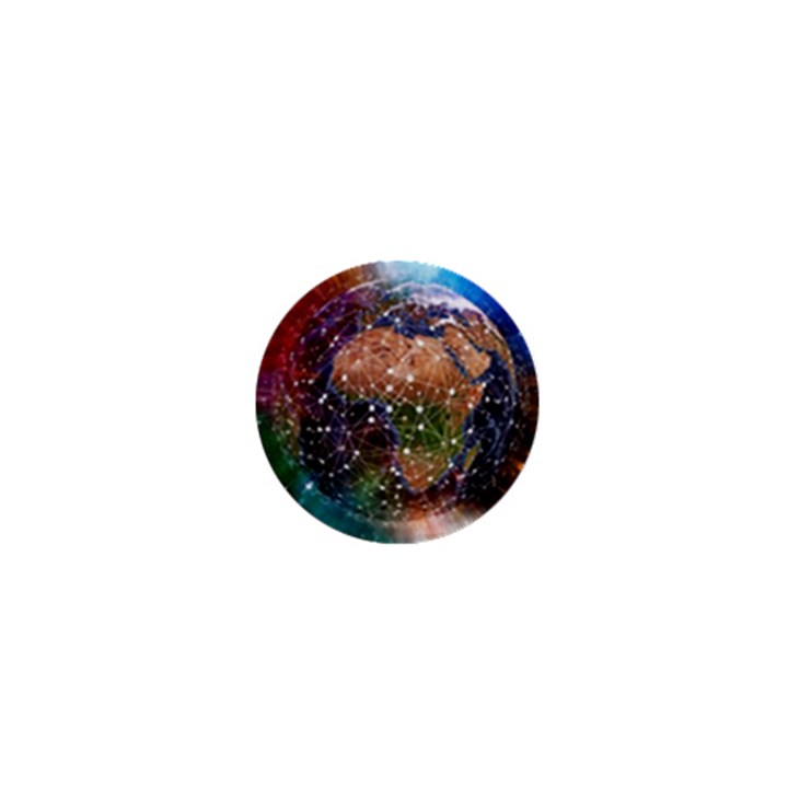 Network Earth Block Chain Globe 1  Mini Buttons