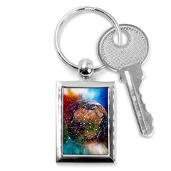 Network Earth Block Chain Globe Key Chains (rectangle)  by Pakrebo