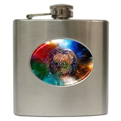 Network Earth Block Chain Globe Hip Flask (6 Oz) by Pakrebo