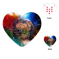 Network Earth Block Chain Globe Playing Cards (heart) by Pakrebo