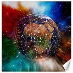 Network Earth Block Chain Globe Canvas 16  X 16  by Pakrebo