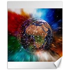 Network Earth Block Chain Globe Canvas 11  X 14  by Pakrebo