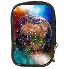 Network Earth Block Chain Globe Compact Camera Leather Case by Pakrebo