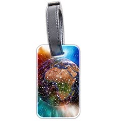 Network Earth Block Chain Globe Luggage Tags (two Sides) by Pakrebo