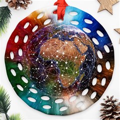 Network Earth Block Chain Globe Ornament (round Filigree) by Pakrebo