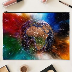 Network Earth Block Chain Globe Cosmetic Bag (xxxl) by Pakrebo