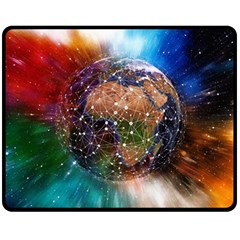 Network Earth Block Chain Globe Double Sided Fleece Blanket (medium)  by Pakrebo