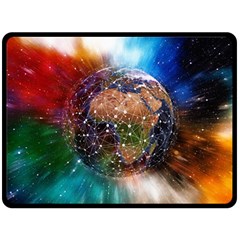 Network Earth Block Chain Globe Double Sided Fleece Blanket (large)  by Pakrebo