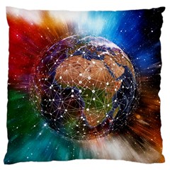 Network Earth Block Chain Globe Large Flano Cushion Case (one Side) by Pakrebo