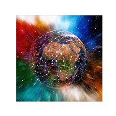 Network Earth Block Chain Globe Small Satin Scarf (square) by Pakrebo