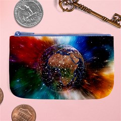 Network Earth Block Chain Globe Large Coin Purse by Pakrebo