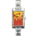 Pizza Topping funny modern yellow melting cheese and pepperonis Rectangle Italian Charm Watch Front