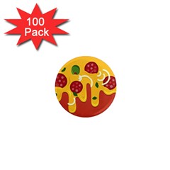 Pizza Topping Funny Modern Yellow Melting Cheese And Pepperonis 1  Mini Magnets (100 Pack)  by genx