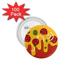 Pizza Topping Funny Modern Yellow Melting Cheese And Pepperonis 1 75  Buttons (100 Pack)  by genx