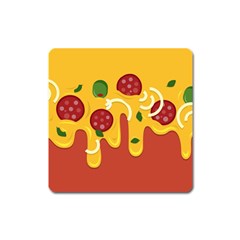 Pizza Topping Funny Modern Yellow Melting Cheese And Pepperonis Square Magnet by genx