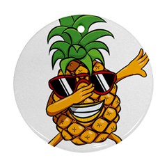 Dabbing Pineapple Sunglasses Shirt Aloha Hawaii Beach Gift Ornament (round) by SilentSoulArts